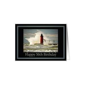  56th birthday lighthouse storm wave nautical coastal Card 