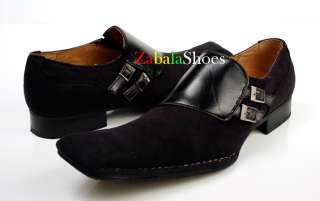 Fashion Mens Dress Shoes Italian Style Double Buckle Strap Black Size 