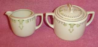 Austria Porcelain Art Deco Sugar Bowl and Creamer  