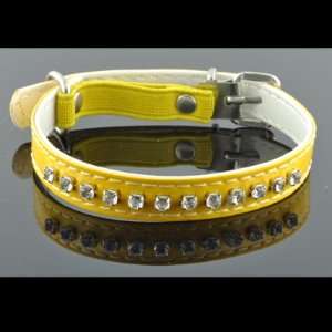  Mwave Yellow Patent Leather Pet Safety Collar With 