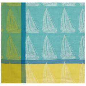   Sailboat Aqua Blue and Yellow Tablecloth 60x60 Inches: Home & Kitchen