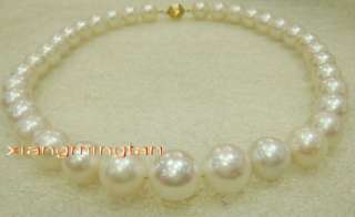 AAA1712 13mm REAL south sea white pearl necklace 14K GOLD  