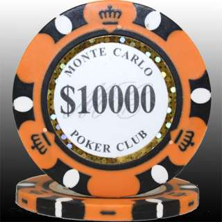 50pcs 14g Monte Carlo Poker Club Poker Chips $10000  