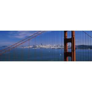 Suspension Bridge with a City in the Background, Golden Gate Bridge 
