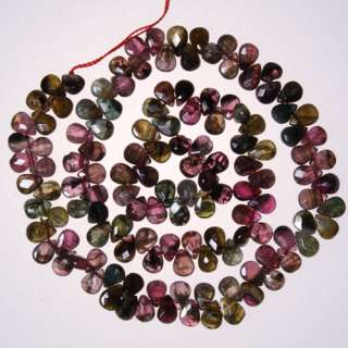 8x5x3mm Flat Teardrop Tourmaline Faceted Beads Strand 15 inch Gemstone 