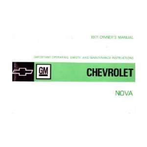  1971 CHEVROLET NOVA Owners Manual User Guide: Automotive