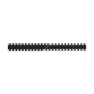  Solid Ribbon W/Dot Wired Edge 5/8X30 Yards Black W/White 