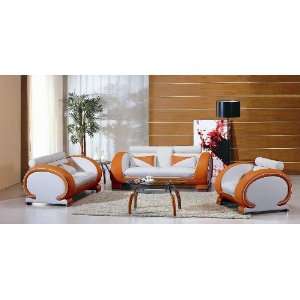  7391 Orange and White Living Room Furniture: Home 