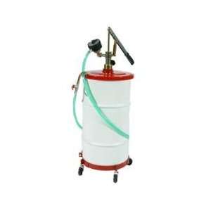 Dispensing System fits 120 lb. open head drums. Steel pump delivers 