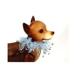   Light Blue Rhinestone Party Collar Boa for Dogs (XLarge)