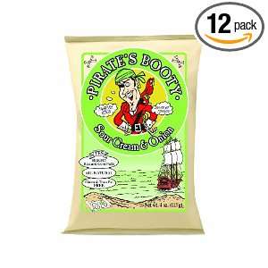 Pirate Brands Sour Cream & Onion, 4 Ounce Bags (Pack of 12)  