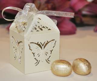 Luxury cut out design wedding sweets favour boxes with ribbon ties 