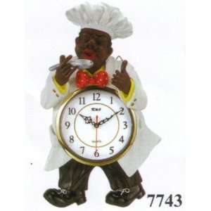  African American Chef Wall Clock DK 7743: Home & Kitchen