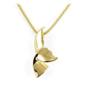  Wyland Whale Tail Necklace in 14K Yellow Gold Maui Divers 