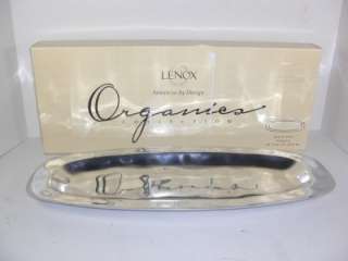 Lenox Organics Beaded Tray Rimmed Silver 18.75 Inch  
