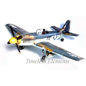  WWII Military Airplane Model, Navy Tin Fighter Display 