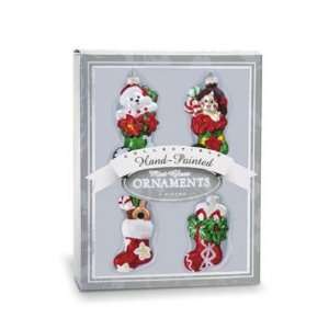  Stocking Mini Glass Ornament Set 4 Pack: Home & Kitchen