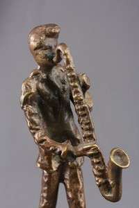Vintage Bronze Jazz Musician Saxophone Player Sculpture  