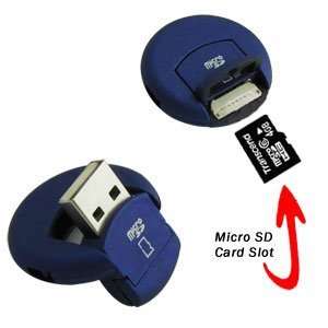  Round Rubberized Blue USB MicroSD Card Reader: Computers 