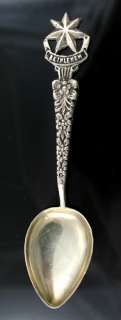 Lovely 900 Silver Vintage Bethlehem Star Floral Souvenir Spoon  
