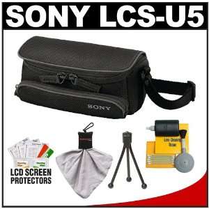  Sony LCS U5 Carrying Case (Black) with Cleaning Accessory 