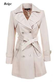 FREE SHIPPING NEW WOMENS TRENCH COAT BELTED SLIM FIT Double Breasted 