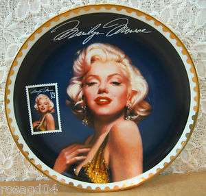 Sultry Yet Regal Marilyn Monroe Plate With Stamp Image  