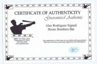 Alex Rodriguez Signed Bronx Bomber Model Bat MLB Holo  