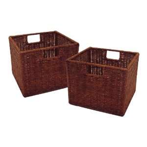    Espresso Small Basket Set   Winsome Wood 92211: Furniture & Decor