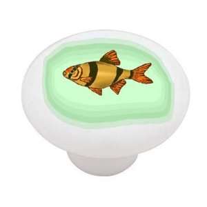  Tiger Barb Fish Decorative High Gloss Ceramic Drawer Knob 