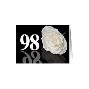  98th Birthday card with a white rose Card: Toys & Games