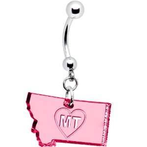  Pink State of Montana Belly Ring: Jewelry