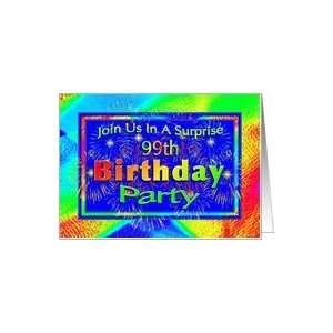  99th Surprise Birthday Party Invitations Fireworks Card 