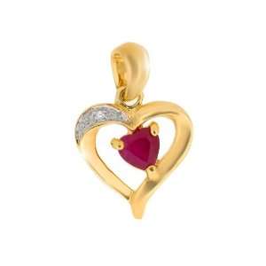 9ct Yellow Gold Ruby & Diamond Pendant: Jewelry
