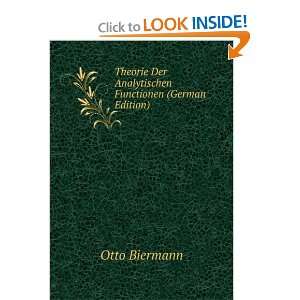   Der Analytischen Functionen (German Edition) Otto Biermann Books