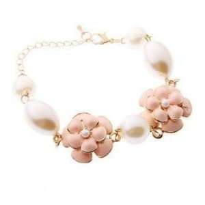  Camellia Flower Pearl Bracelet (Pink) Jewelry