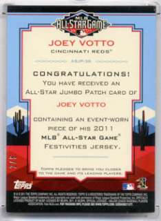 Joey Votto 2011 Topps Update All Star Game Jumbo Patch Workout Jersey 