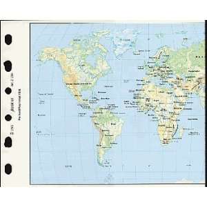  Filofax Papers World Political & Time Zones Map Pocket 