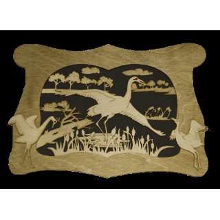 Whooping Crane   3D Wooden Picture   Handcrafted: Kitchen 