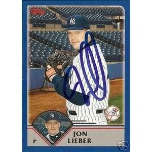  Jon Lieber Signed New York Yankees 2003 Topps Card 