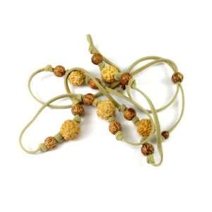  Rudraksha Seed and Tropical Wood Bead Shamballa Necklace 