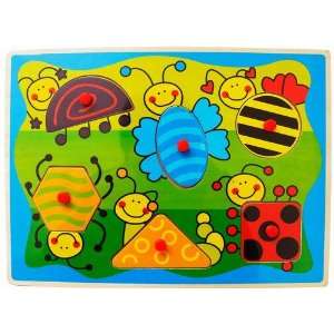  Puzzled Peg Puzzle   Insects Shapes Wooden Toys: Baby