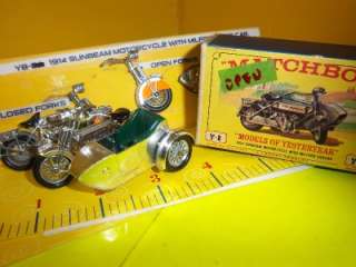 1914 SUNBEAM MOTORCYCLE Y 8 W/SIDE CAR~MINT IN BOX~4 UNITS WITH DIFF 
