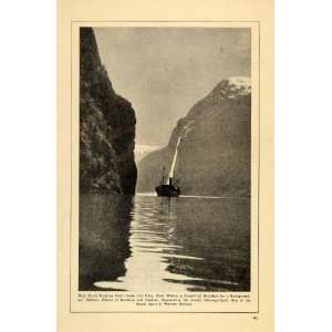  Norway River Rock Faces Boat   Original Halftone Print: Home & Kitchen