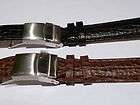 GENUINE LEATHER SHARK GRAIN DEPLOYMENT CLASP BLACK OR BROWN (REAL 