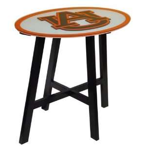   University Tigers Wooden Pub Table With Glass Top