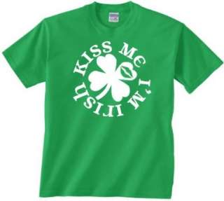 Mens Green Kiss Me Im Irish Short Sleeve Shirt S XXXL  