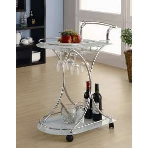   Cart with Frosted Glass Shelves in Chrome Metal Frame