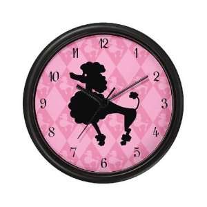 Black and Pink Retro Poodle Wall Art Clock, 10 