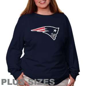 New England Patriots Womens Plus Size Jazz Primary Logo Long Sleeve T 